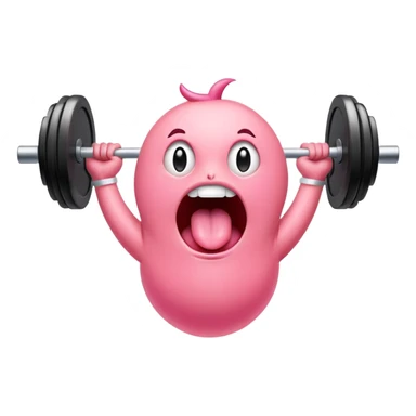 a cartoon tongue lifting an olympic barbell above its head, expressive and playful sticker