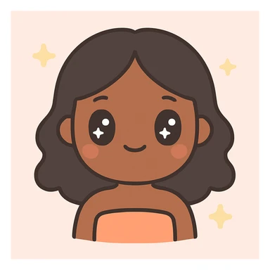 Make the character have long black hair, keep the tube top, in kawaii style. sticker