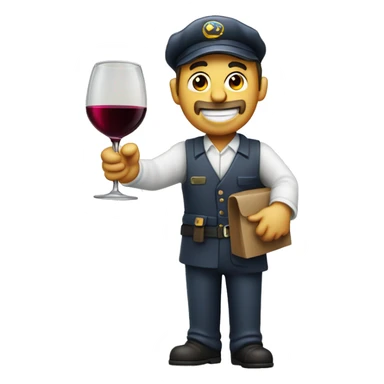 Drunken postman with wine decanter sticker