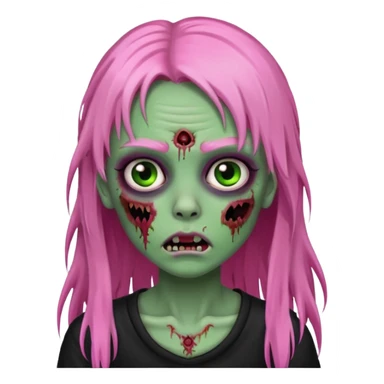 zombie girl with black, pink and green long hair with franja sticker