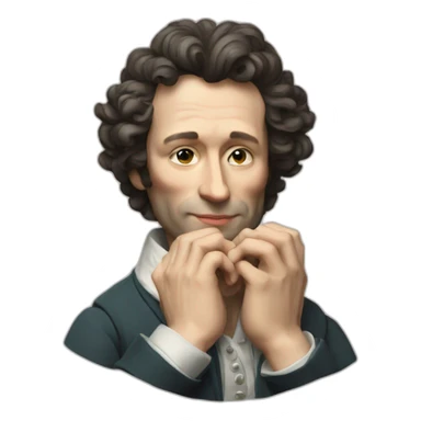Pushkin folded his hands into a heart sticker