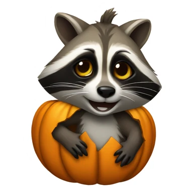 Cute raccoon peeking from a carved pumpkin sticker