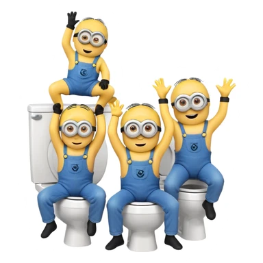 Three minions doing gymnastics on a toilet sticker
