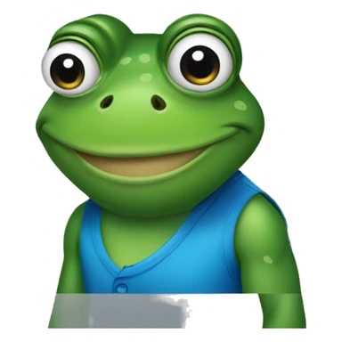 a frog wearing a blue sleeveless shirts sticker