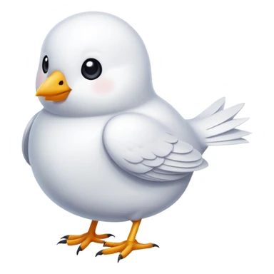 little white bird with big  sticker