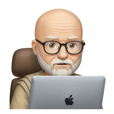 old bald bearded mane with glasses computer gaming sticker