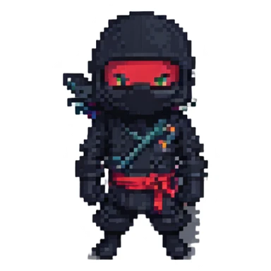 ninja pixel art character sticker