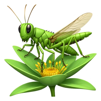
grasshopper on flower sticker