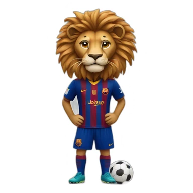 lion dressed in barcelona soccer gear sticker