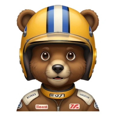 Bear with racing helmet  sticker