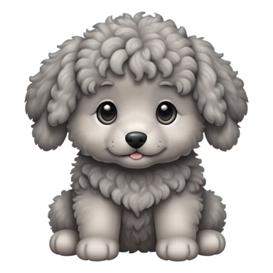 Gray curly puppy sticker