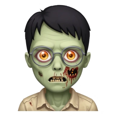 zumbie de cabelo preto,olhos pretos e oculos pequeno sticker