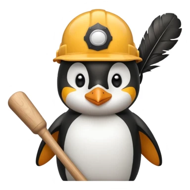 Penguin Construction Worker with baseball bat sticker