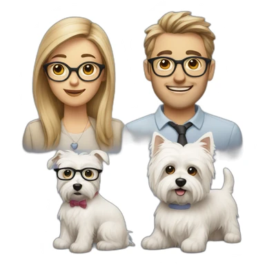 Man with glasses anda woman with a westie dog girl sticker