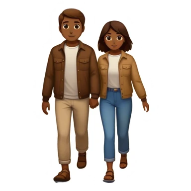 Brown couple walking down river at night with lights  sticker