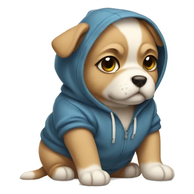 Cute chubby puppy wearing a hoodie  sticker