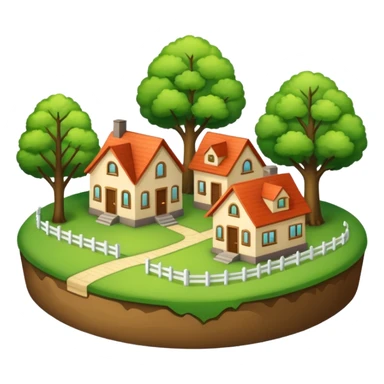 a piece of land with trees and houses sticker