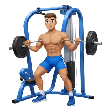 standing fit man with blue shorts cable-machine exercise sticker