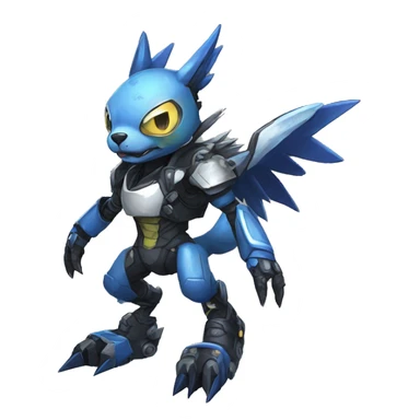 cute cool edgy futuristic punk Digimon-Fakemon-animal full body sticker