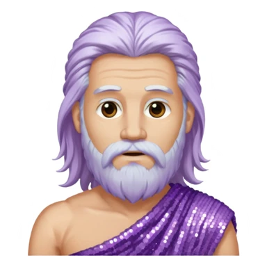 Jupiter from Roman Deities with long white hair and beard, lilac sequin toga sticker