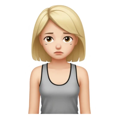 Mutsuz kız üstünde askılı kıyafet olan sticker