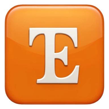 make me an emoji of a orange square with a white E in the center large E must have times new roman font sticker