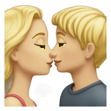 Blond boy kissing a blonde girl sticker