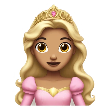 Princess Aurora with black hair with gold tiara pink dress   sticker
