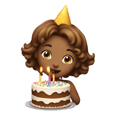 Girl blowing happy birthday cake sticker