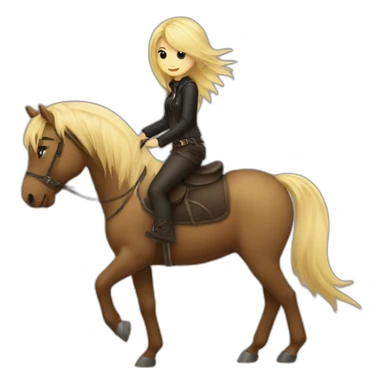 Emo blond girl riding a brown pony sticker