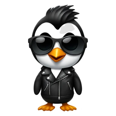 greaser penguin with pompadour, sunglasses and a leather jacket sticker