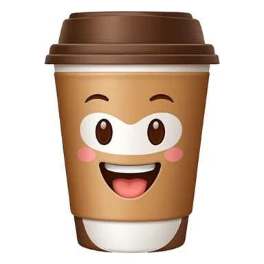 one coffe take away cup with coffee and a smiling mouth  sticker