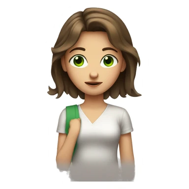 Girl with brown hair and green eyes shrugging shoulders  sticker