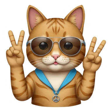 a cat wearing sunglasses a saying peace out on his head there would be written peace out and he will do the pose for peace out sticker
