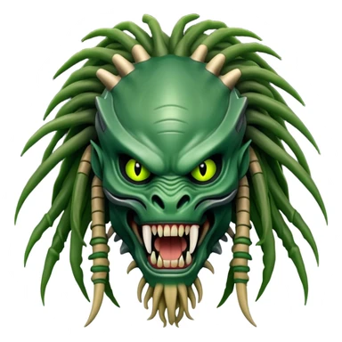 Predator alien with mandibles and dreadlocks sticker