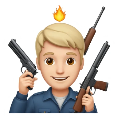 Smiling man with a gun to his head sticker