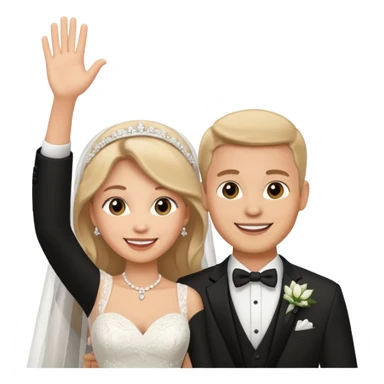 newlywed couple waving sticker