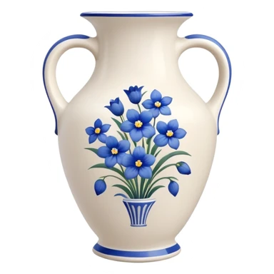 white vase with blue flowers sticker