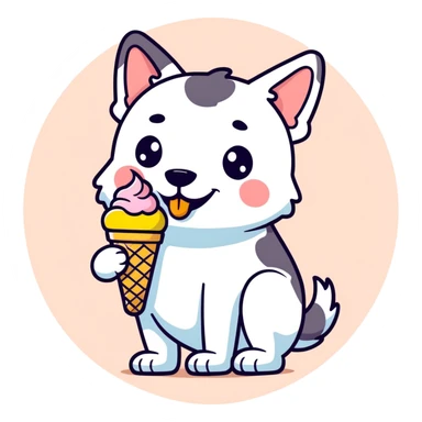 Dog eating ice cream sticker