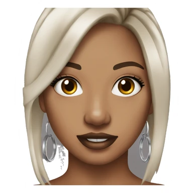 Tattoo girl brown hair silver hoop earrings  sticker