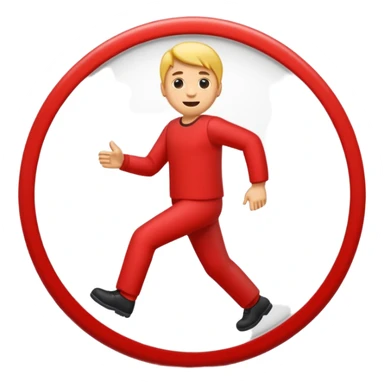 uma placa de transito de proibido com um emoji de um homem andando sticker