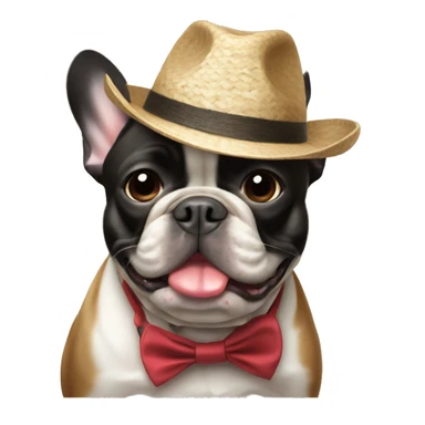 French bulldog in a Panama hat sticker