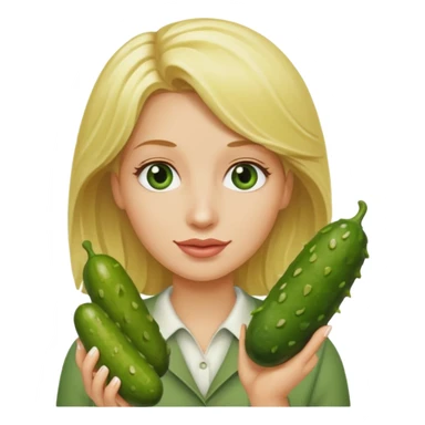 Naked Blonde with a pickle in her mouth sticker