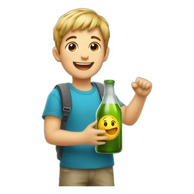 a kid happy with glass bottle  sticker