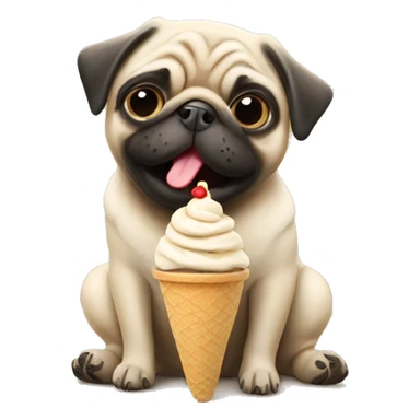 Pug eating ice cream sticker