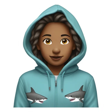 Shark hoodie on girl sticker