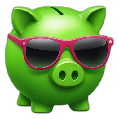 green piggybank with sunglasses sticker