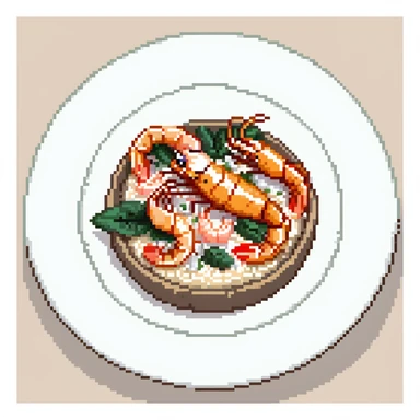 A plate of delicious seafood rice with prawns sticker