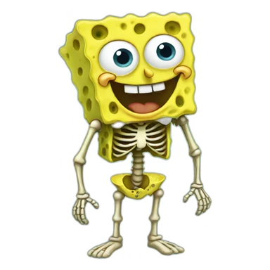 spongebob with skeleton body sticker