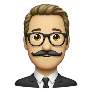 man with a mustache and beard with a pair of glasses sticker